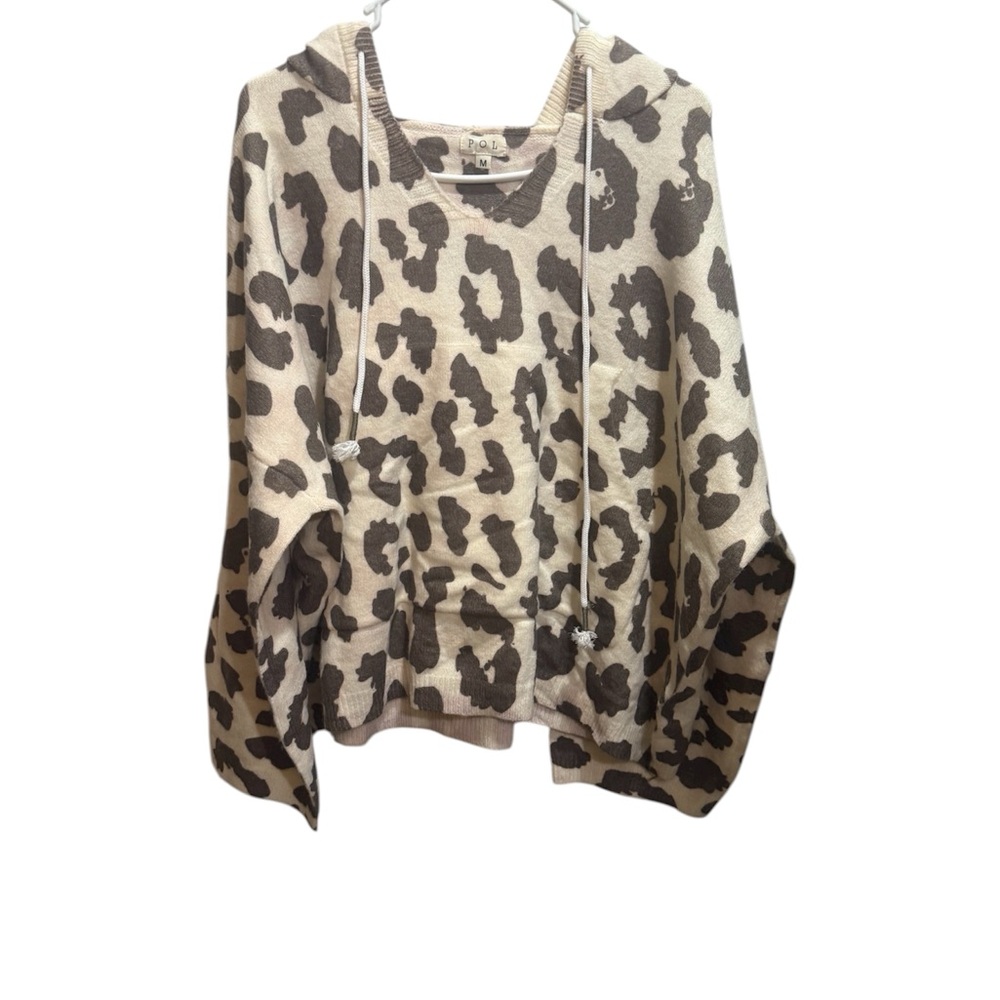 POL Animal Print cream and brown Hoodie size medium